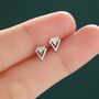 Tiny Double Triangle Stud Earrings In Sterling Silver, thumbnail 1 of 9