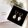 Chiara Asymmetrical Teardrop Pearl Earrings, thumbnail 1 of 4