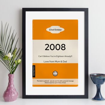 Personalised 18th Birthday Print 2008 Book Cover Gift, 2 of 12