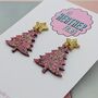 Red Glitter Christmas Tree Earrings / Traditional Holiday Jewellery / Christmas Gift / Secret Santa Gift, thumbnail 5 of 5