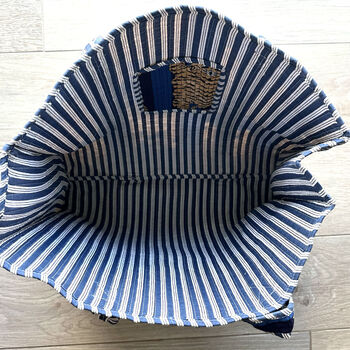 Royal Blue Stripe Cotton Beach Tote, 3 of 4