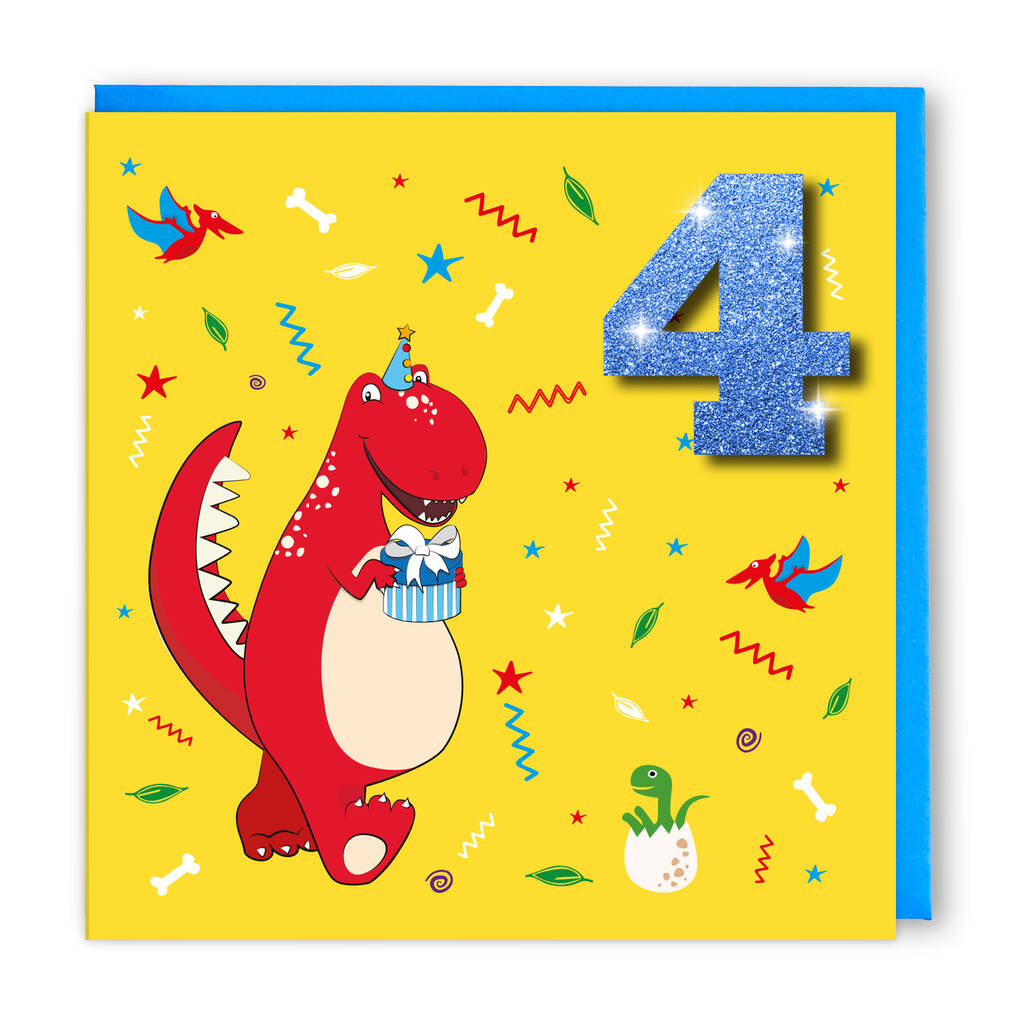 Personalised Dinosaur Kids Age Birthday Card