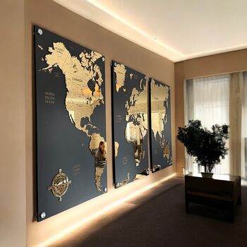 X X L Personalised Wooden And Mirror World Map Wall Art, 2 of 9
