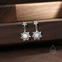 Sterling Silver White Opal Sun And Star Dangle Stud Earrings, thumbnail 2 of 10