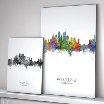 Philadelphia Skyline Portrait Print And Box Canvas, 2 of 5