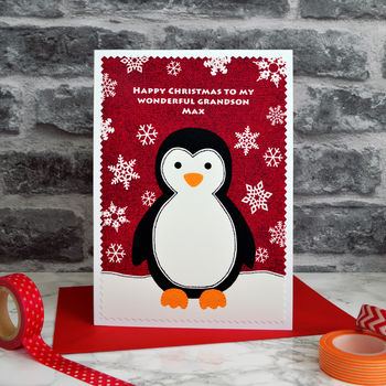 'Penguin' Personalised Christmas Card For Children, 2 of 3