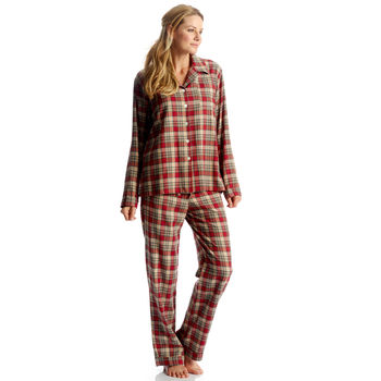 Women's Brushed Cotton Red Check Pyjamas, 5 of 6