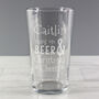 Personalised Runs On Beer And Christmas Cheer Pint Glass Gift Boxed – Funny Christmas Gift Idea, thumbnail 3 of 4