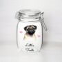 Personalised Pug Kilner Style Dog Treat Jar, thumbnail 2 of 2