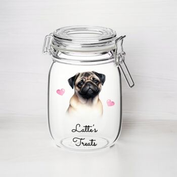 Personalised Pug Kilner Style Dog Treat Jar, 2 of 2