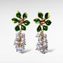 Green Floral Pearl Drop Earrings, thumbnail 3 of 4