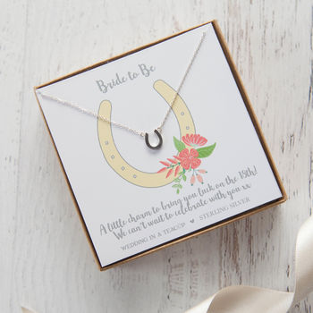 Silver Horseshoe Necklace On Personalised Gift Card, 6 of 12