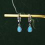 Sterling Silver Dangling Opal Droplet Hoop Earrings, thumbnail 3 of 12