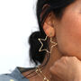 Large Organic Finish Star Earrings In Gold, thumbnail 3 of 7