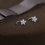 Uncoloured Forget Me Not Flower Cz Huggie Hoop Earrings, thumbnail 7 of 11