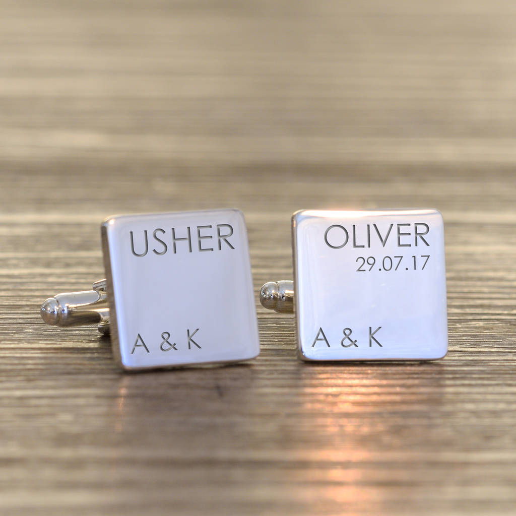 Image of Personalised Square Wedding Role Cufflinks