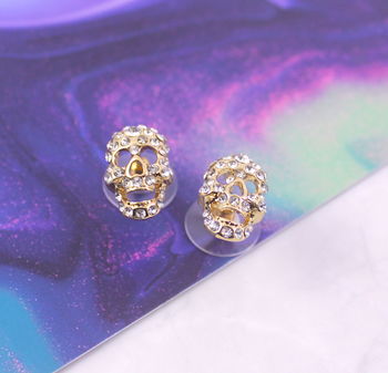 Pave Crystal Skull Earrings, 2 of 2