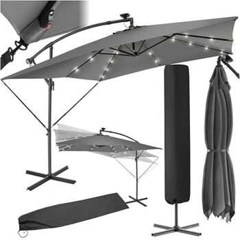 Garden Parasols Umbrella With LED Solar Rotatable 3x3m, 10 of 10