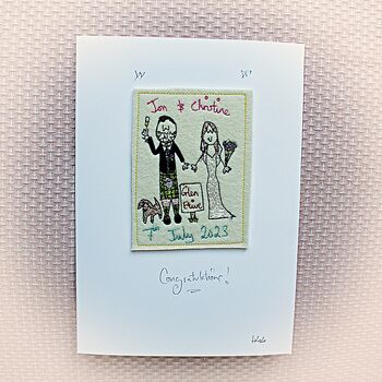 Scottish Kilt Personalised Wedding Card, Embroidered, 4 of 5