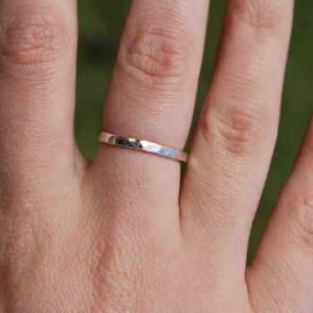 Hammered 2mm Ring In Sterling Silver, 2 of 7