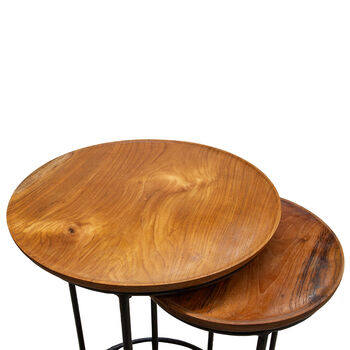 Industrial Teak Root Nest Of Two Tables, 7 of 8