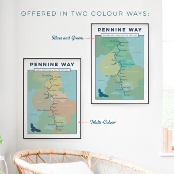 Personalised Pennine Way Art Print With Map, 7 of 10