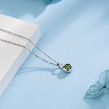 Sterling Silver Emerald Green Cz Bubble Pendant Necklace, 7 of 12