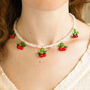 Moonstone Bead And Cherry Charm Necklace, thumbnail 1 of 4