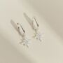 Elsa. Sterling Silver Pavé Star Hoop Earrings, thumbnail 2 of 5