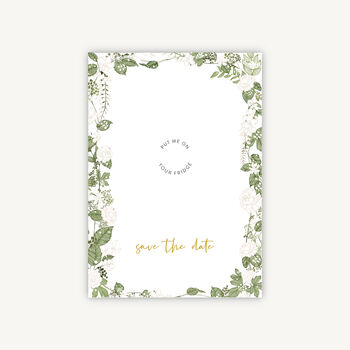 White Floral Wooden Magnet Save The Date, 2 of 6