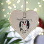 Penguin First Married Mr And Mrs Wooden Tree Decoration, thumbnail 1 of 8