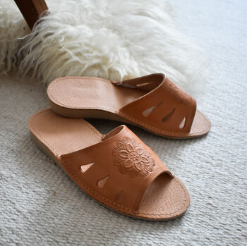Leather Open Toe Women's Slippers/ Homiee Studio, 2 of 5