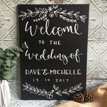 Personalised Chalkboard Wedding Welcome Sign, 3 of 6