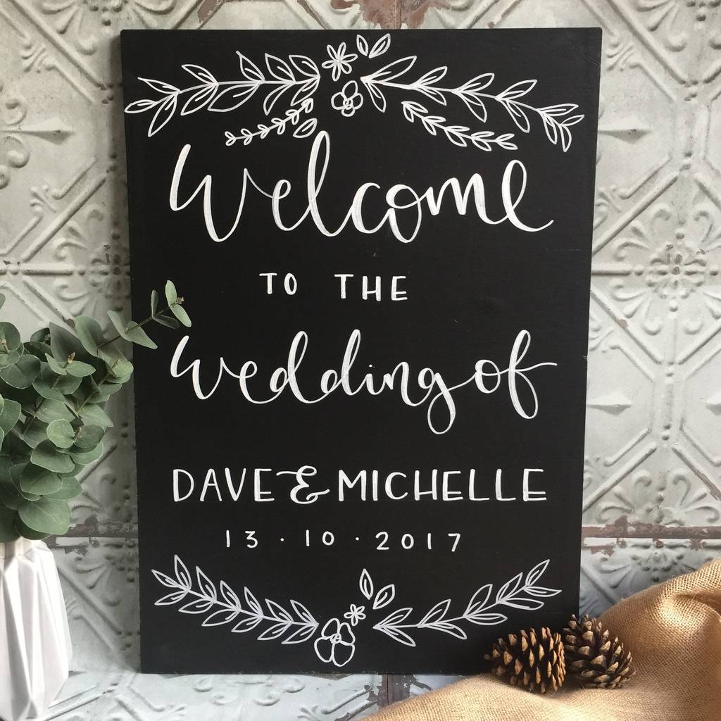 Personalised Chalkboard Wedding Welcome Sign, 1 of 5