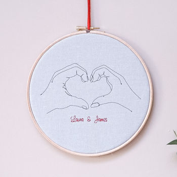 Personalised Embroidered Heart Hands Hoop, 2 of 4