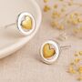 Sterling Silver And Gold Textured Heart Stud Earrings, thumbnail 1 of 8