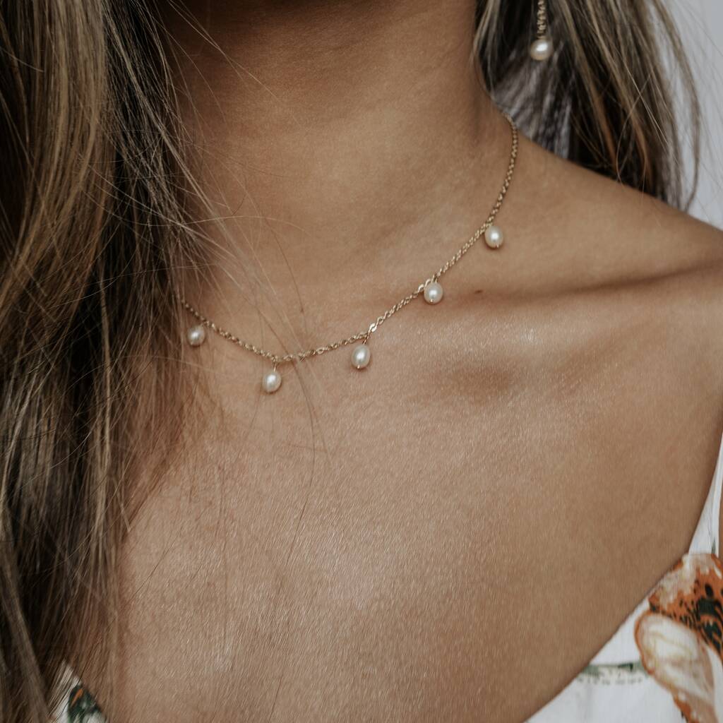 Diamond Dome Pearl Drop Necklace • Clifton Rocks