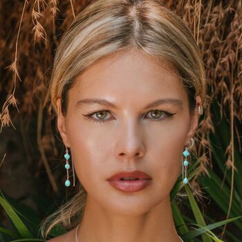 Drop In The Ocean Turquoise Sterling Silver Threader Earrings, 3 of 10