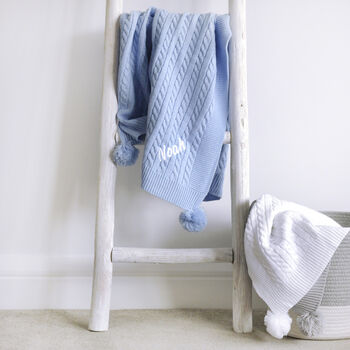 Personalised Bunny Comforter And Cable Blanket Blue, 3 of 9