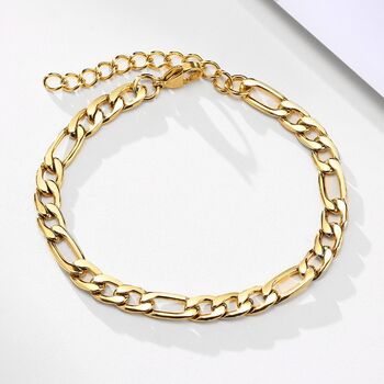 Figaro Chain Silver Plated Unisex Bracelet, 3 of 8