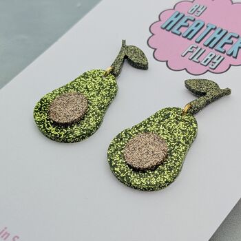 Avocado Glitter Resin Earrings, 4 of 4