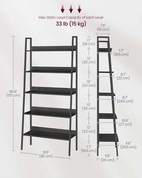 Ladder Shelf Industrial Living Room Bedroom Bookshelf, 7 of 12