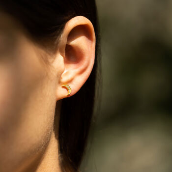 Gold Plated Silver New Moon Stud Earrings, 3 of 4