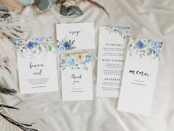 Blue Floral Gatefold Wedding Invitations, 5 of 5