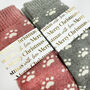 Personalised Christmas Paw Print Welly Socks With Gold Foil Label, thumbnail 3 of 10