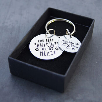 Pet Memorial Key Ring. Paw Prints On My Heart, 5 of 5