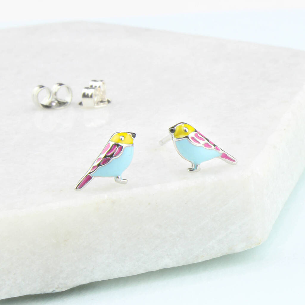 Enamel Bird Earrings By Charlie Boots
