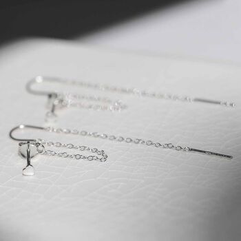 Sterling Silver Heart Threader And Chain Studs, 3 of 6