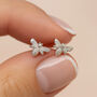 Sterling Silver Small Bee Stud Earrings, thumbnail 1 of 9