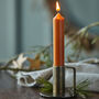 A Bundle Of Six Short Burnt Umber Dinner Candles, thumbnail 1 of 3